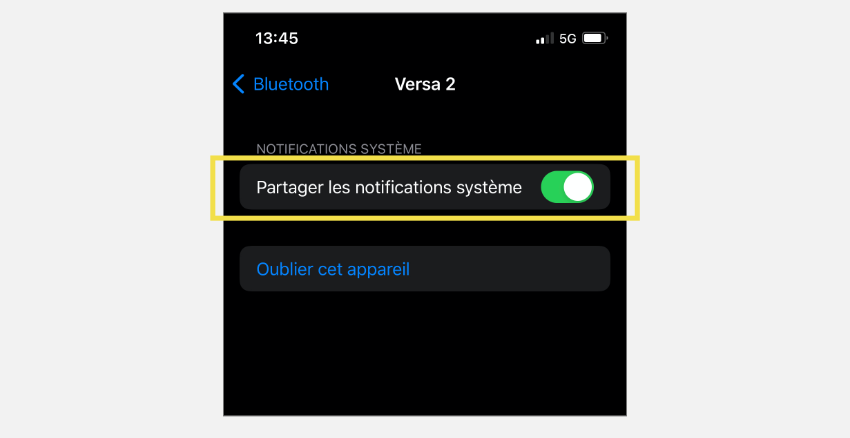 Assurez-vous que les notifications de votre système de partage sont activées.