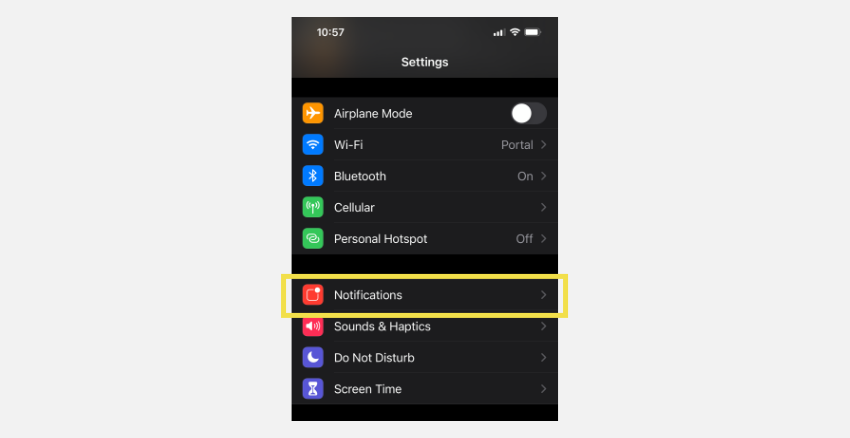 On your mobile device access your phone’s notification settings.