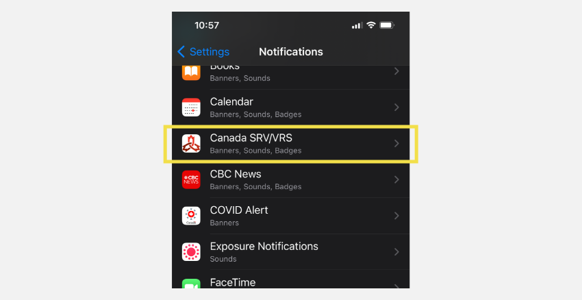 Locate and select the Canada VRS app.