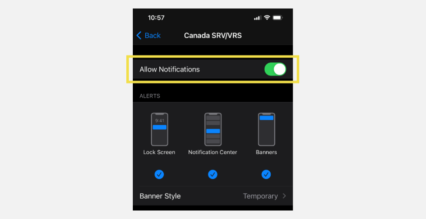 Allow notifications for your Canada VRS app.