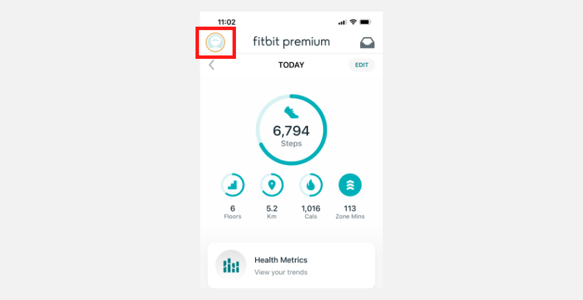 Open your Fitbit app on your mobile device and go to your account.