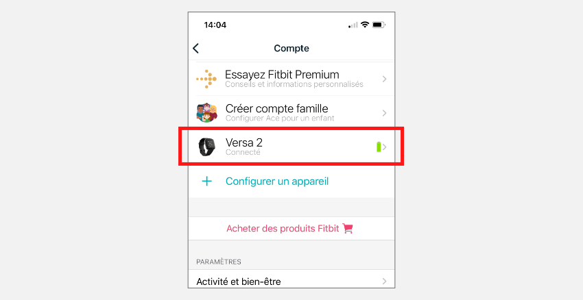 Cliquez sur votre appareil.